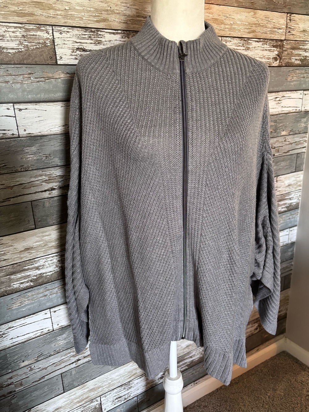 Lululemon Full Zip Knit Oversized Poncho Gray Sweater Womens Size M/L